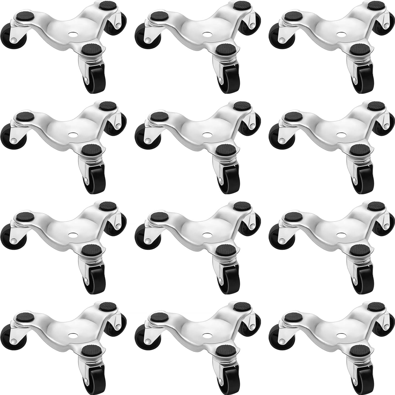 Timtin 12 Pcs Furniture Moving Dolly Set, 3 Wheel Steel Tri Dolly Heavy Duty Movers Mobile Rollers, Triangle Swivel Caster Easy Moving Tool for Home Furniture, Appliance, 6 Inch, 200 lbs Capacity