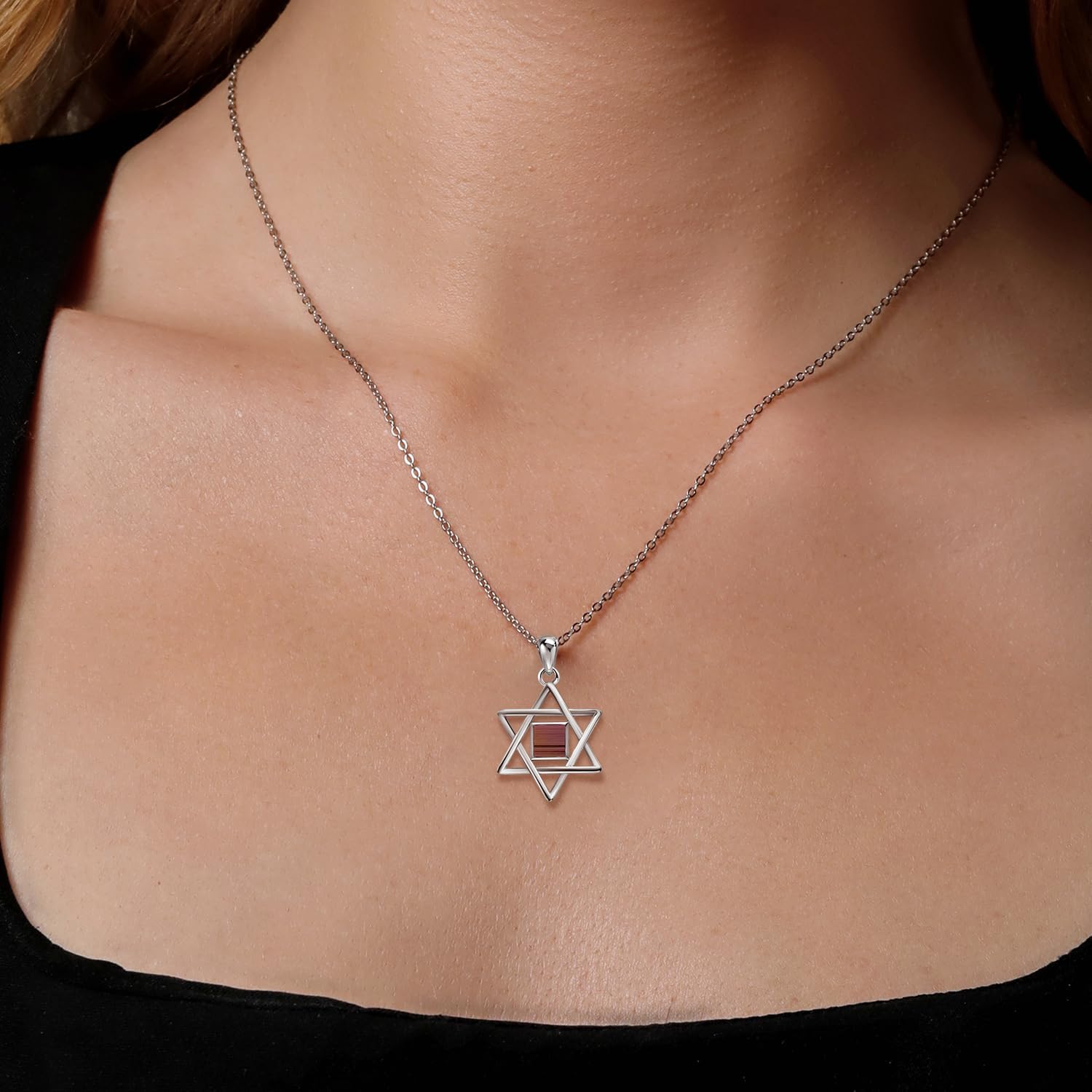 Gem Stone King 925 Sterling Silver Star of David Jerusalem Nano Old Bible Pendant Necklace Jewish Jewelry Designed by Keren Hanan with 18 Inch Silver Chain - Image 3