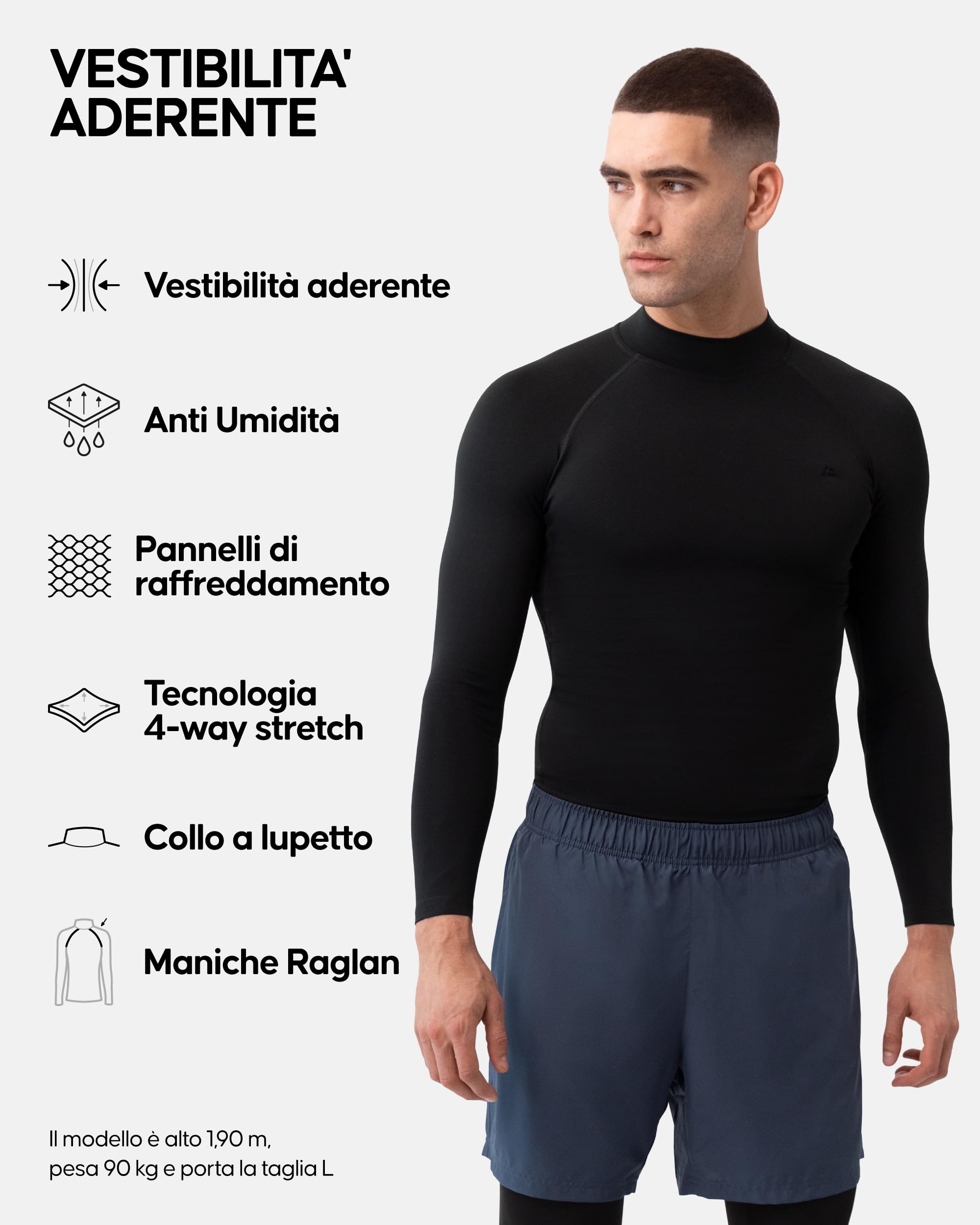 DANISH ENDURANCE Maglia Compressione Uomo Maniche Lunghe, Maglia Tecnica Uomo Traspirante e Quick-Dry, Sport e Outdoor, 2 Pezzi