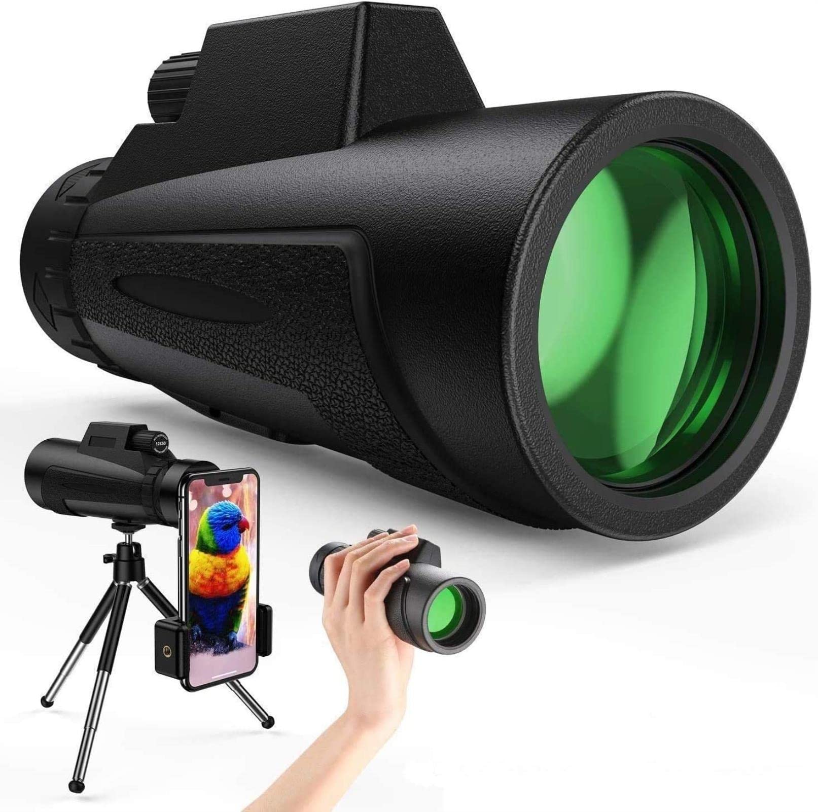 Monoculare GOHHME 12x50 HD Con Treppiede E Supporto Smartphone | Impermeabile Per Birdwatching, Caccia E Escursionismo - Foto 8