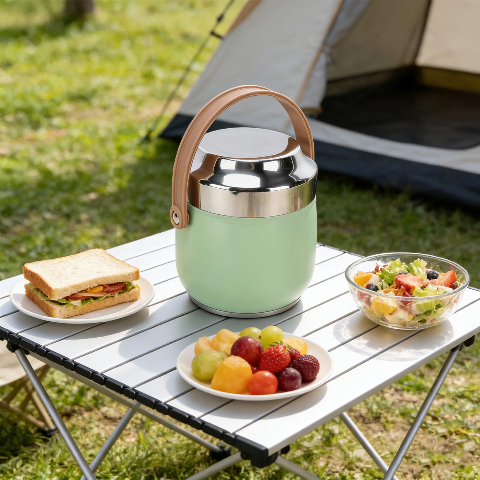 Socobeta Contenitore per il Pranzo Isolato in Acciaio Inossidabile 304 Barattolo Termico per Alimenti a capacità Moderata per Impiegati (Stile 2)