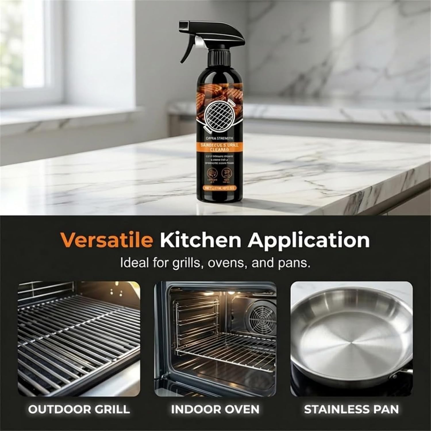 Kitchen Heavy Oil Cleaner Spray, Fast-Acting Heavy-Duty Grill Degreaser Spray Grease, All Purpose Kitchens Cleaning Agent for Stoves, Countertop, Grill, Racks (3Pcs)