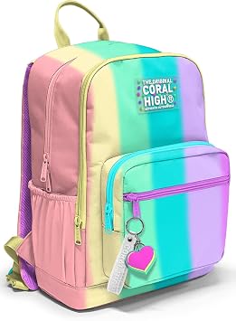 Coral High Dört Bölmeli Renkli Çizgili Ortaokul Çantası - Kız Çocuk