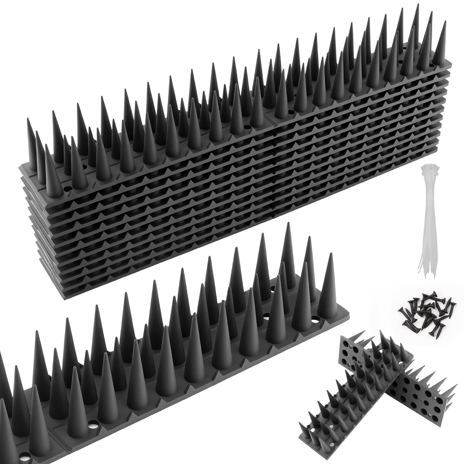 msymsyu Bird Spikes 2.28m Pigeon Spikes 8 Pieces with Zip Ties and Screws