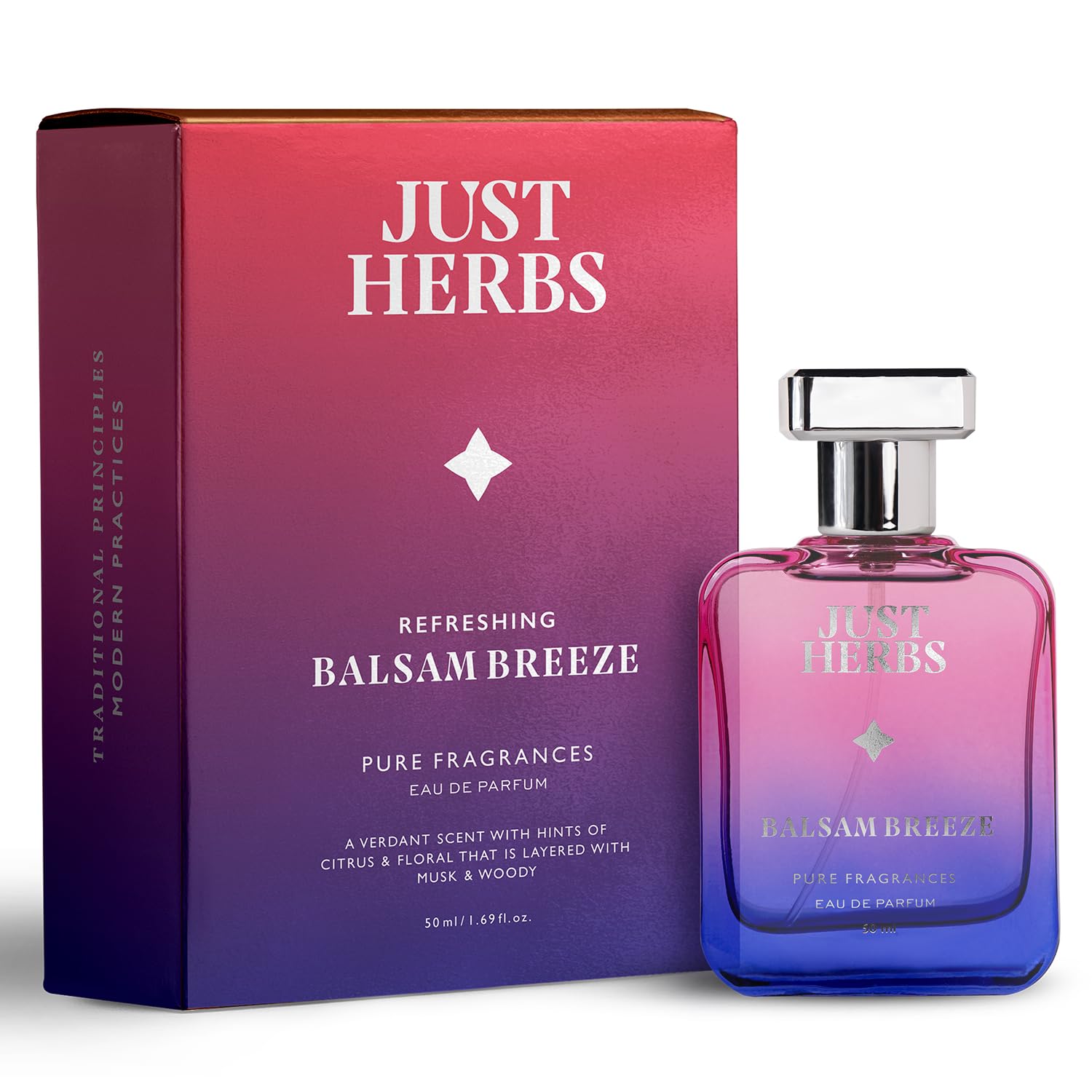 Just Herbs Refreshing Balsam Breeze EDP Perfume for Men Long Lasting Eau Da Parfum Pure Fragrance Body Spray for Men - 50 ml