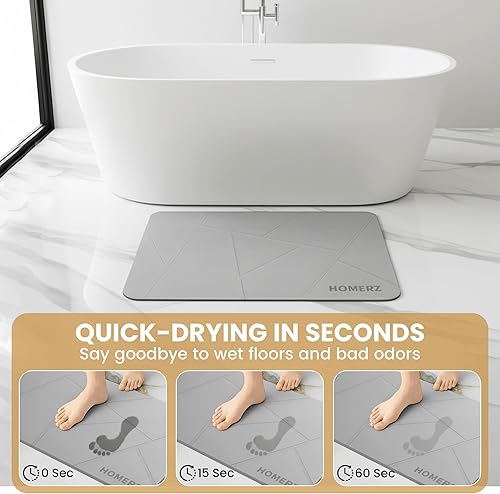 Miniatura 4 de Homerz Tapete de baño de piedra de alta calidad, tapete de baño de tierra de diatomeas absorbente de roca para baño, tapete de secado de piedra