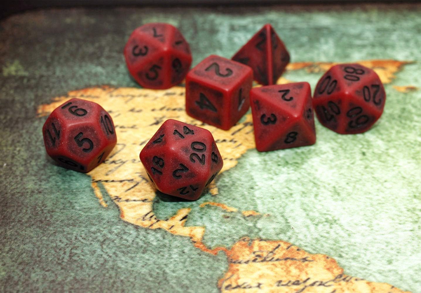 DND Dice Set Ancient RPG Dice for Dungeons and Dragons(D&D) Pathfinder MTG Tabletop Role Playing Game Polyhedral 7-Die Dice Group (Scarlet)