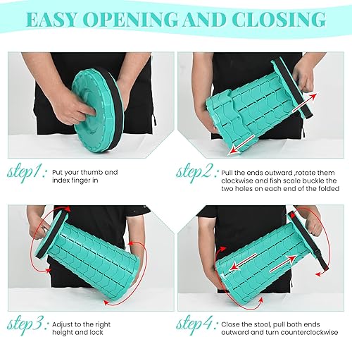 Miniatura 4 de Paquete de 2 taburetes plegables mejorados con cojín, taburete plegable retráctil, capacidad de carga máxima de 400 libras, taburetes telescópicos