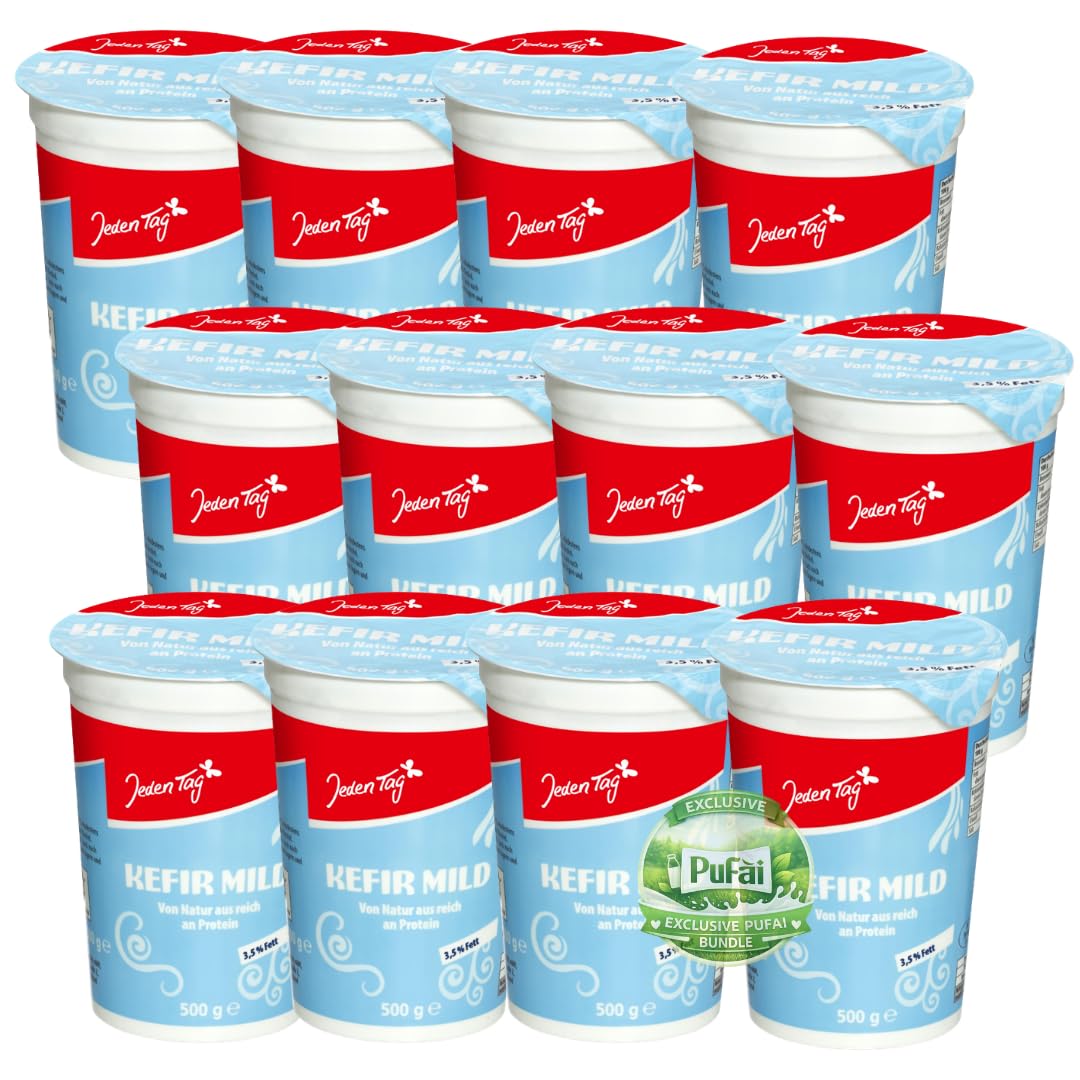 PUFAI Bundle – Kefir Mild 3,5% Fett 500 g x 12 | Fermentiertes Milchgetränk | Kühlpflichtiges Frischeprodukt im Vorratspack