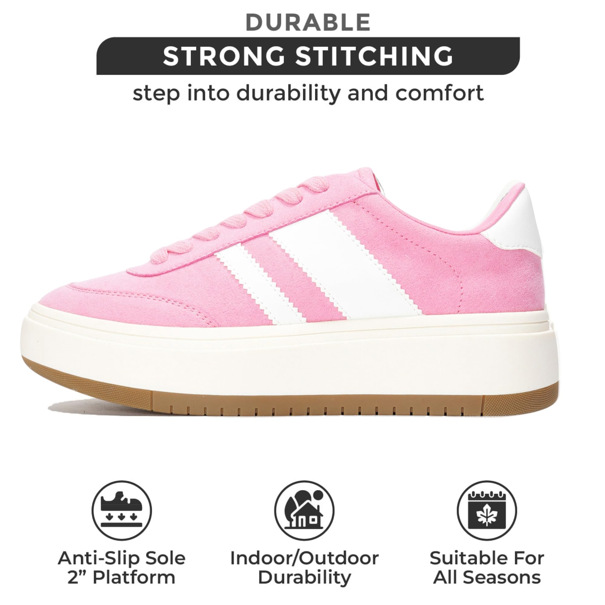 Project Cloud Platform Sneakers for Women - Lightweight Memory Foam Insole Womens Sneakers - Non-Slip Fashion Sneakers for Women Footwear - Women's Fashion Platform Shoes (Nita): 7 Pink-white Stripes