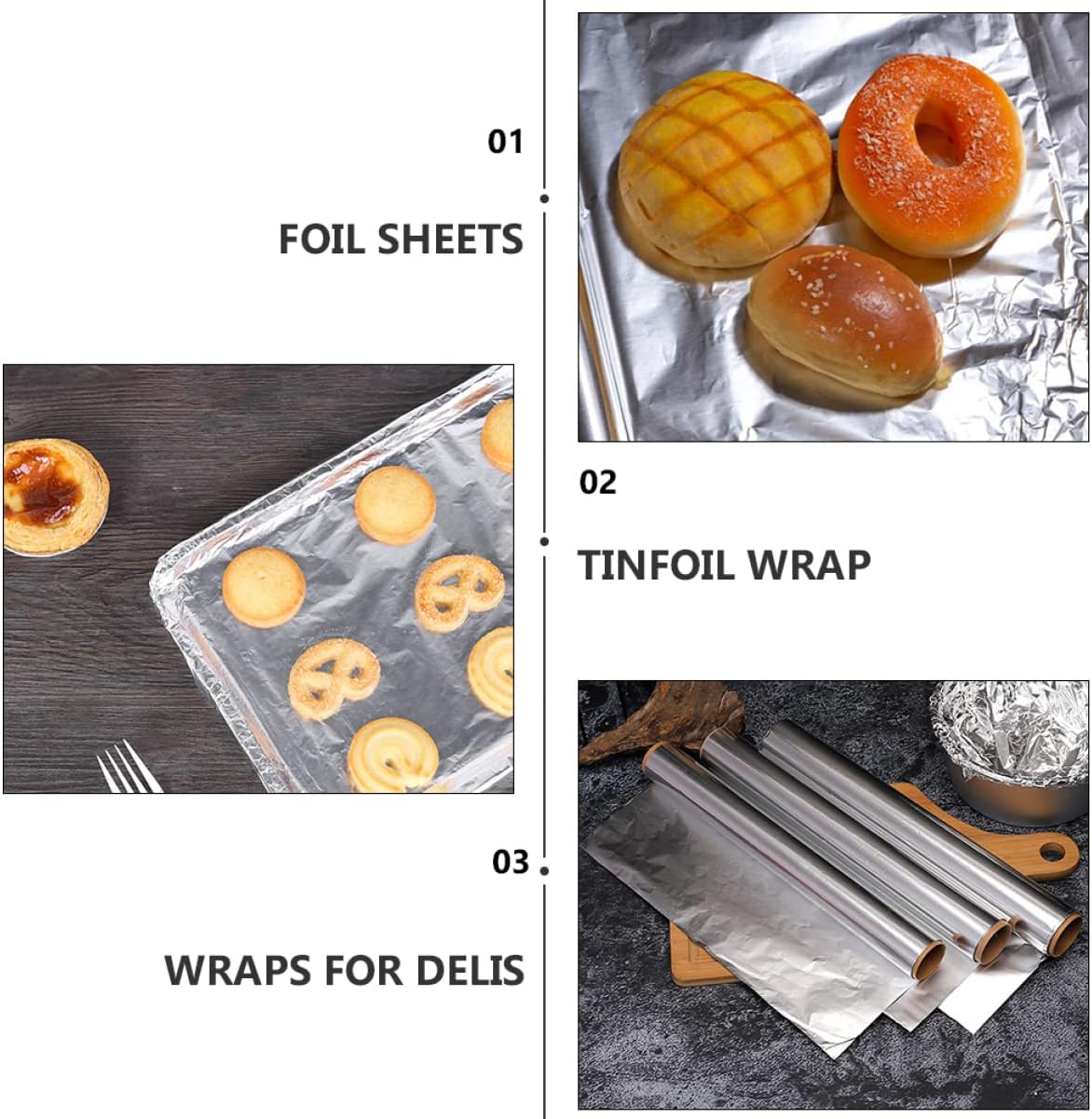 4 Rolls of Aluminum Foil Sheets 30cm x 5m Non Stick Household Aluminum Foil Roll Kitchen Wrap