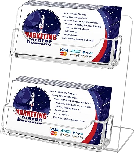 Marketing Holders 2 bolsillos horizontales para tarjetas de contacto, tarjetas de regalo, exhibición de anuncios empresariales, organización de