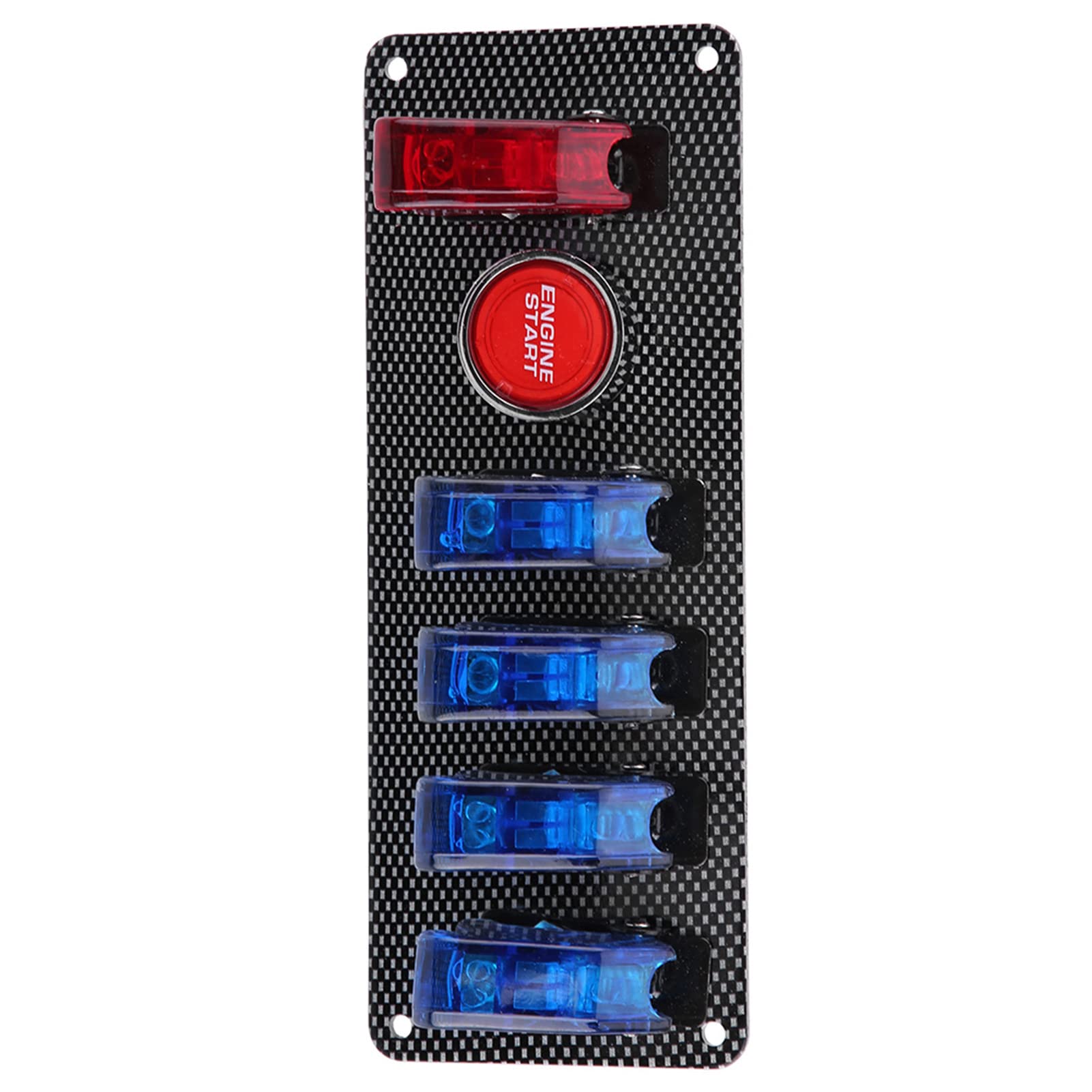 Panel Con Interruptor De Encendido, 6 En 1 Kit De Control De Botón De Arranque Del Motor Del Panel Del Interruptor De Encendido Automático Del Coche De Carreras 12V