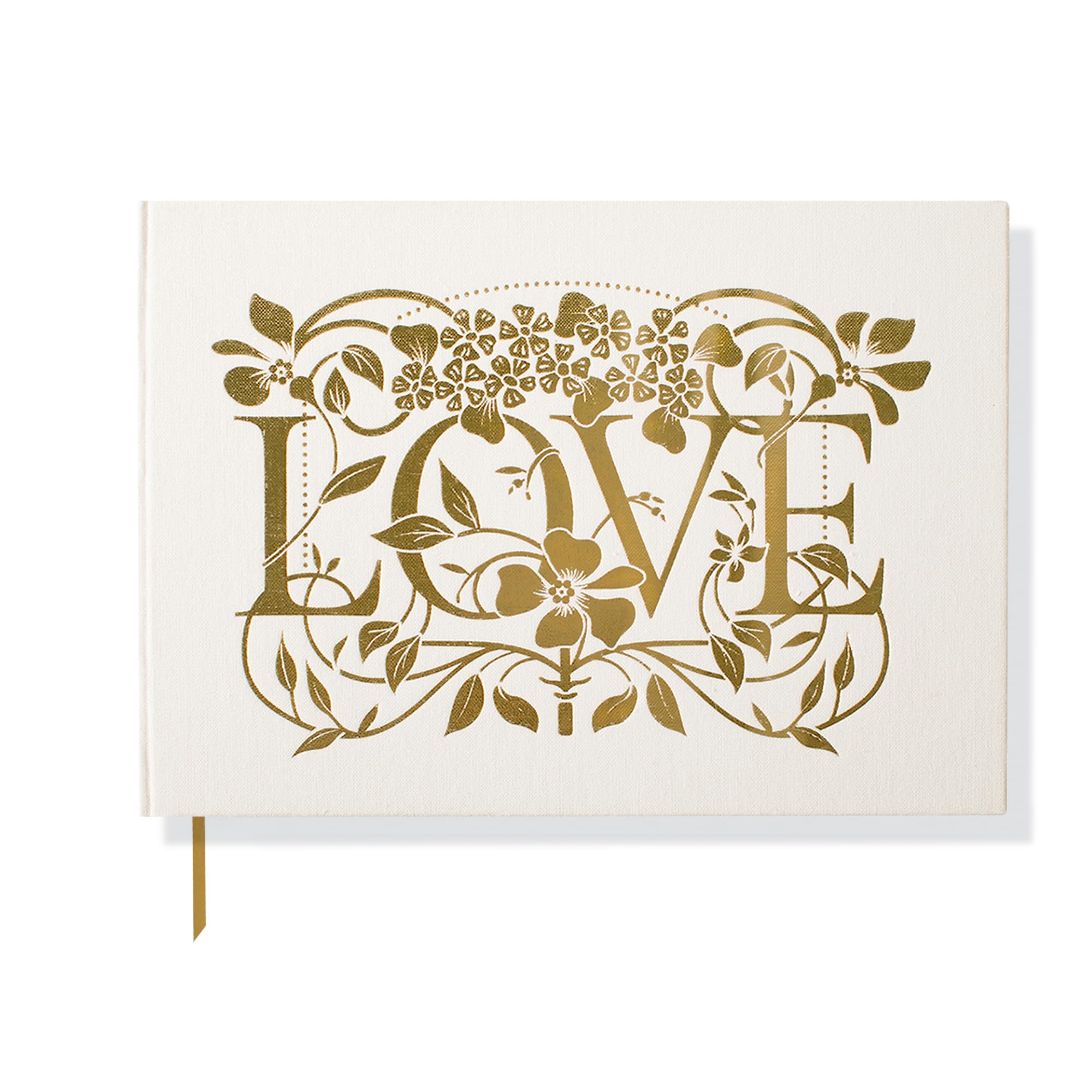 Fringe Studio - Libro de invitados de boda "Deco Floral Love" con tapa dura envuelta en tela con bolígrafo delgado, 8.5 x 6 pulgadas, colección de boda (984201)