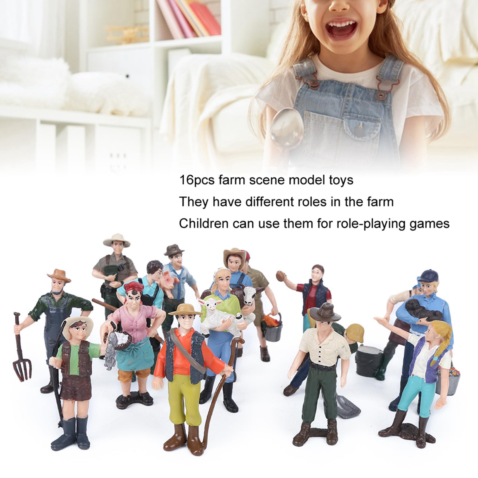 OEBUAFI 16 Pieces Exquisite Simulation Farm Character Set, Educational Role Playing Game Toy Figure, Plastic Material - Image 4