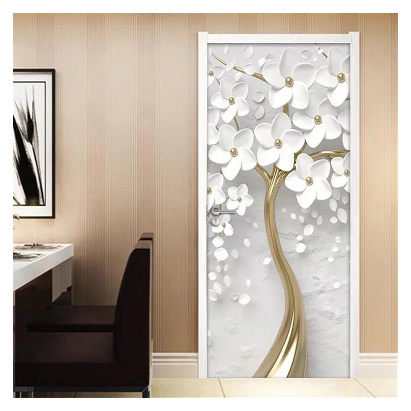 Autocollant de porte 3D PVC imperméable et sticker de porte de salon 77x200cm mural