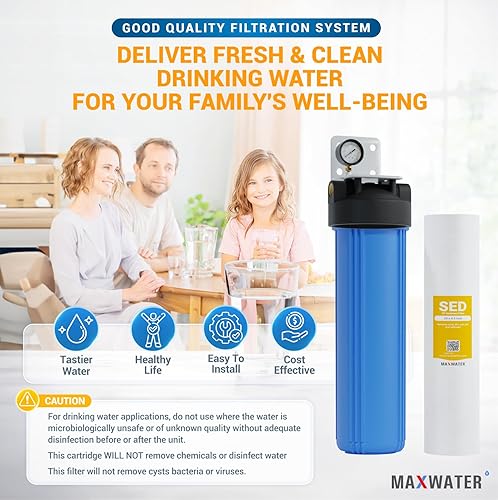 Miniatura 6 de Max Water Carcasa universal para filtro de agua para toda la casa, cartucho de carbono de sedimentos de 20 x 4.5 pulgadas, sistema de prefiltración