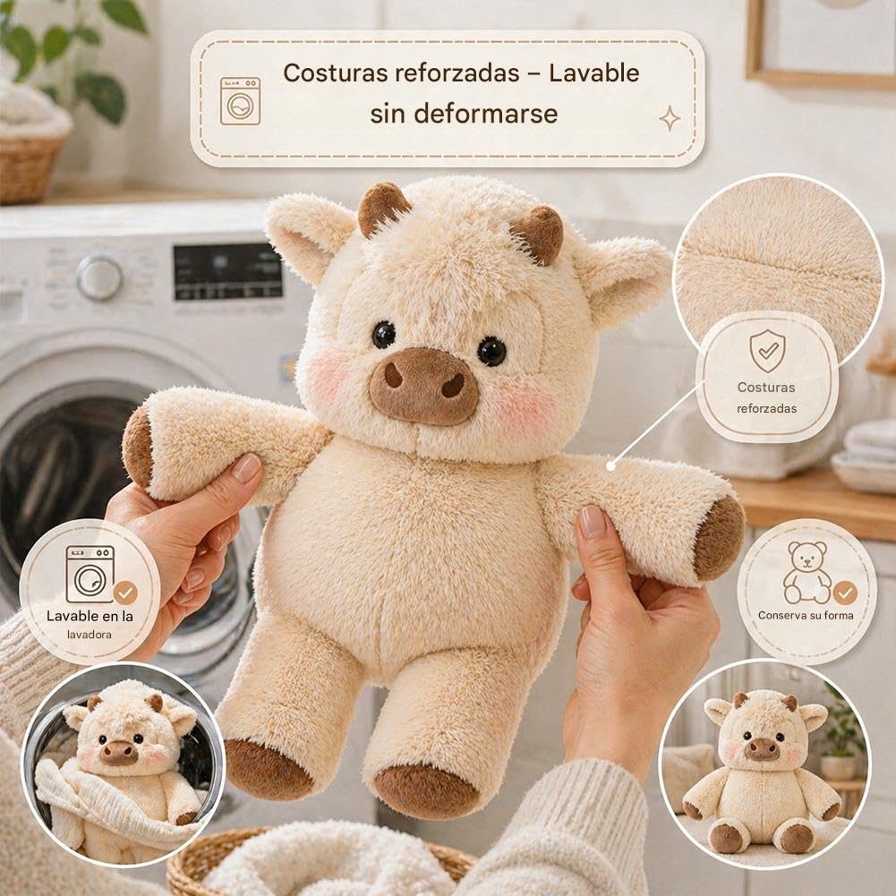 Peluche Que Corre,Vaca De Peluche Suave – Peluche De Vaca De 45 Cm – Animal Ultrasuave para Aliviar– Ideal para Abrazar, Jugar y Decorar La Habitación (A)