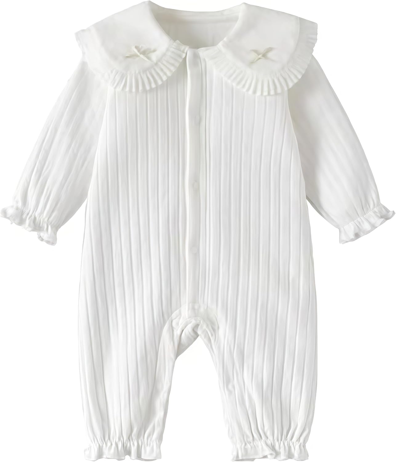 Baby Girl Long Sleeve Romper Soft Cotton Baby Onesie With Buttons, Newborn Girl Clothes Infant Spring Outfits