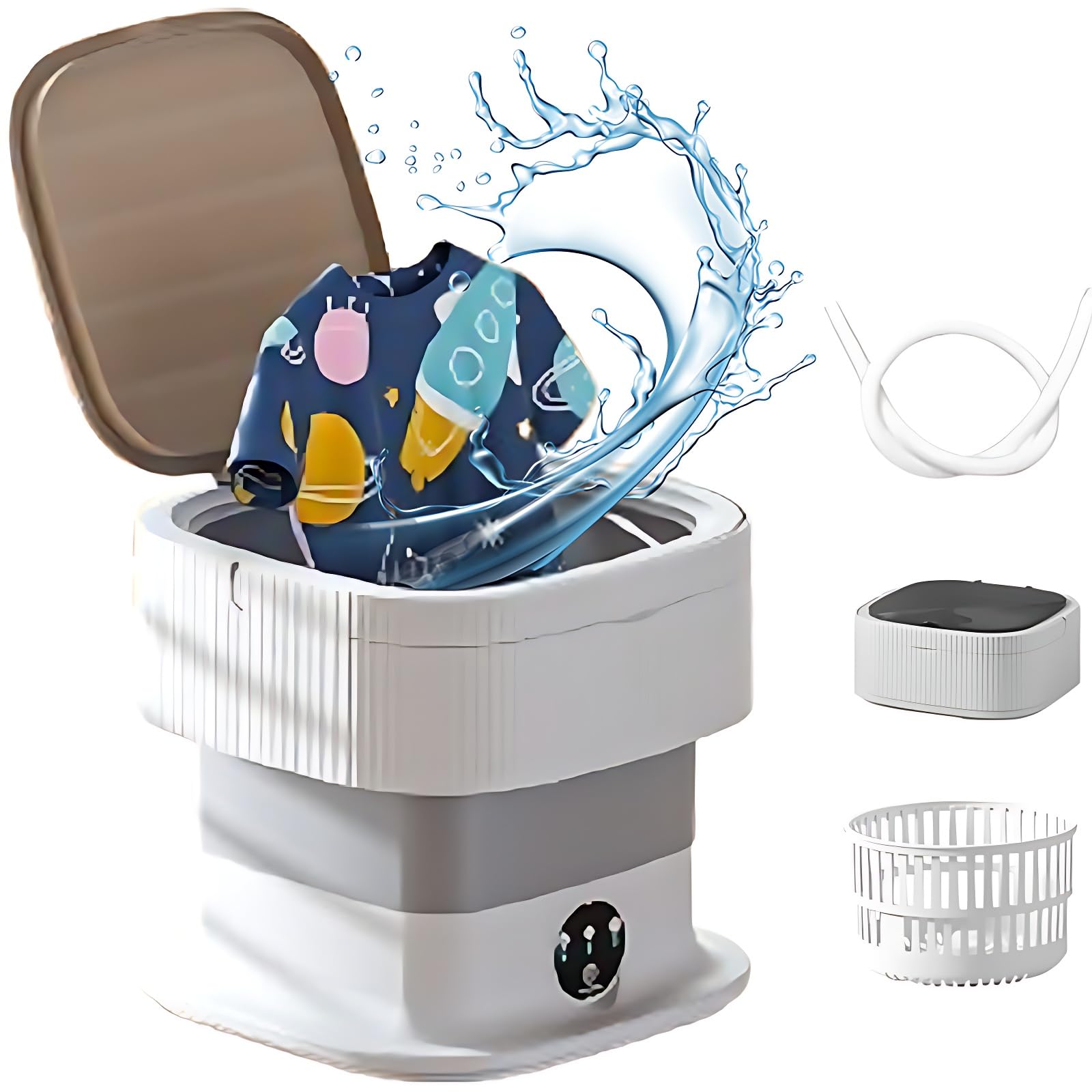 Portable Washing Machine, 10L 60W Foldable Washing Machine with spin Dry and 3 Cleaning Modes, Small Smart Laundry Machine Compact Clothes Laundry for Apartment, Laundry, Camping, RV, Travel