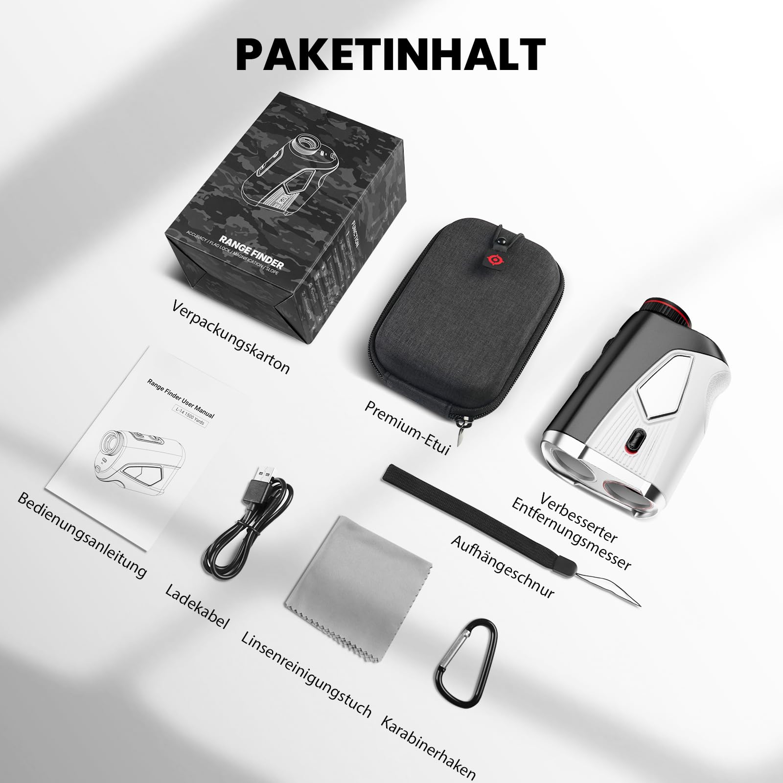 Golf Entfernungsmesser mit Slope EIN/aus, 1500 Yards, 7X Vergrößerung, Entfernungsmesser für Golf/Jagd, Flaggen-Lock mit Vibration, tragbarer Golf-Entfernungsmesser, 1 Pcs