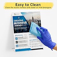 Vista 7 de Paquete de 8 soportes acrílicos transparentes de 8.5 x 11 pulgadas, soporte vertical inclinado hacia atrás, portarretratos de papel de plástico