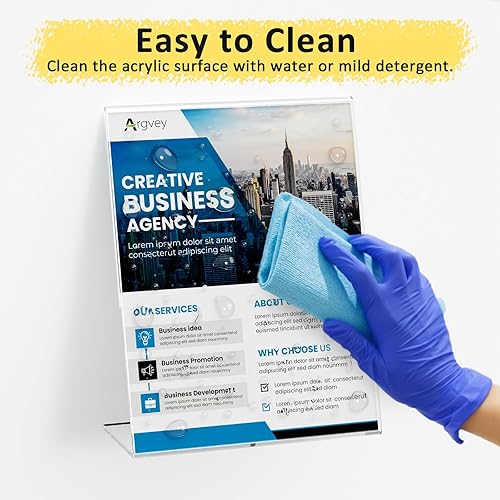 Miniatura 7 de Paquete de 8 soportes acrílicos transparentes de 8.5 x 11 pulgadas, soporte vertical inclinado hacia atrás, portarretratos de papel de plástico para