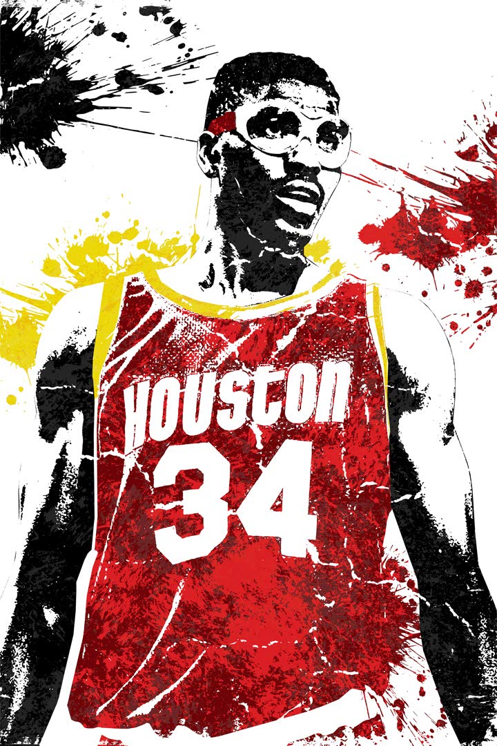zheozeig Olajuwon Houston Basketball Art Wall Indoor Room Poster - Water Resistant Poster (Size: 20" x 30") Q