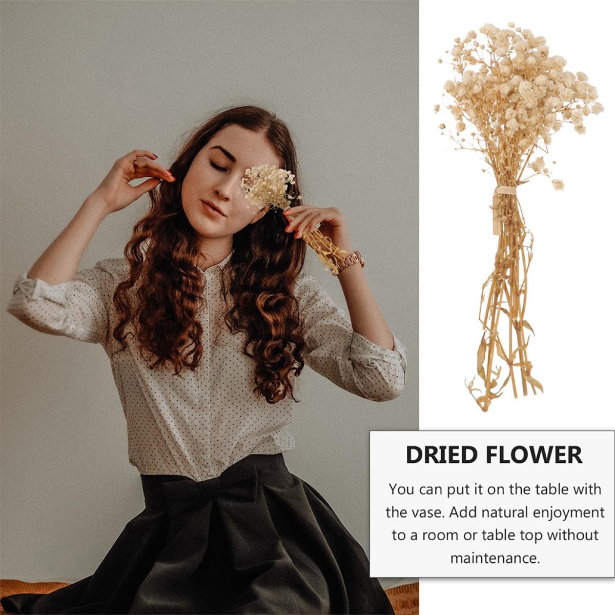 Housoutil Babysbreath Bouquet Delicati 10 Mazzi di Fiori Secchi Realistici Beige senza Manutenzione Decorazione per Tavoli e Davanzali per Casa e Caffè