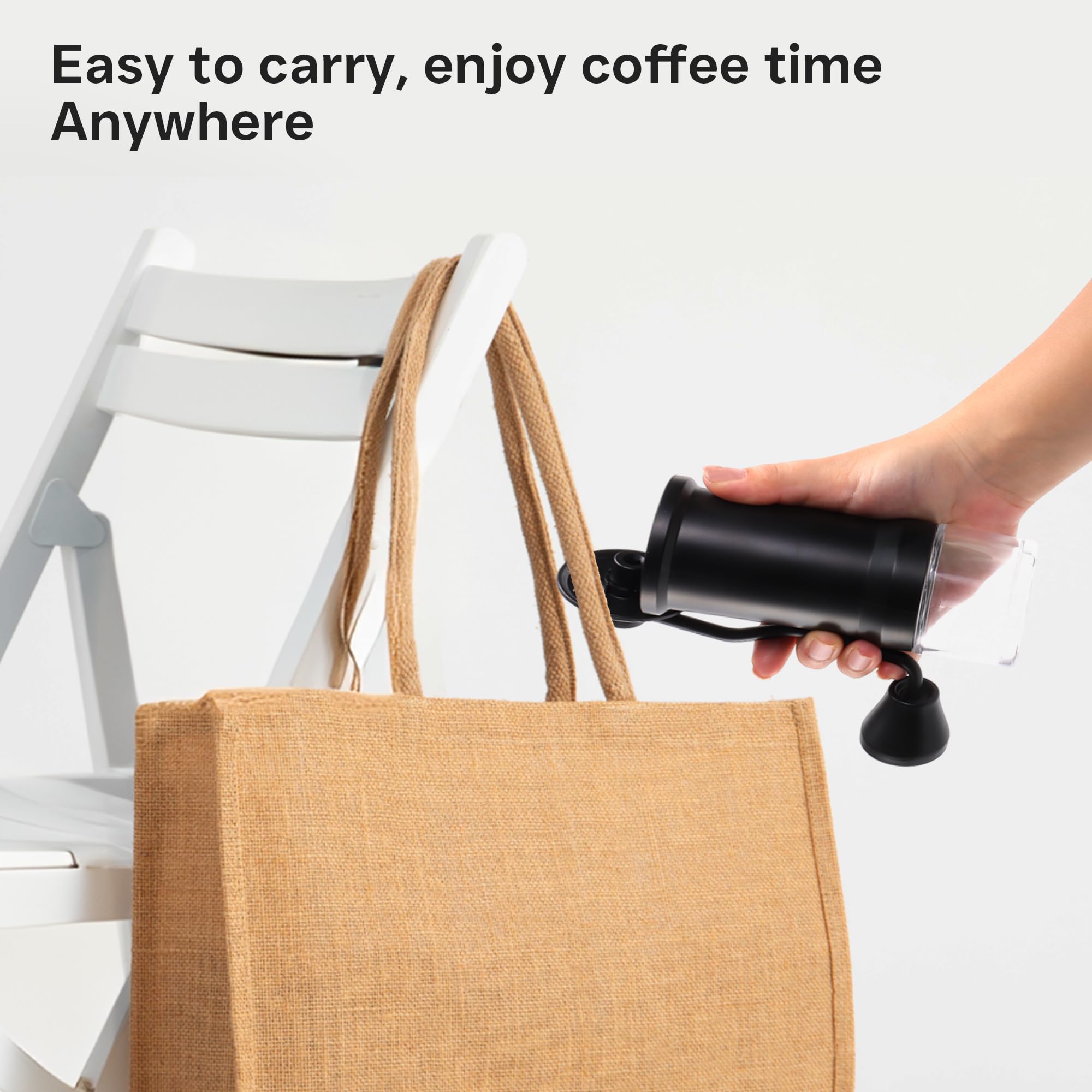 Molinillo de café manual – Molinillo cónico ajustable para espresso, prensa francesa, vertido, manivela portátil, acero inoxidable, viajes y camping