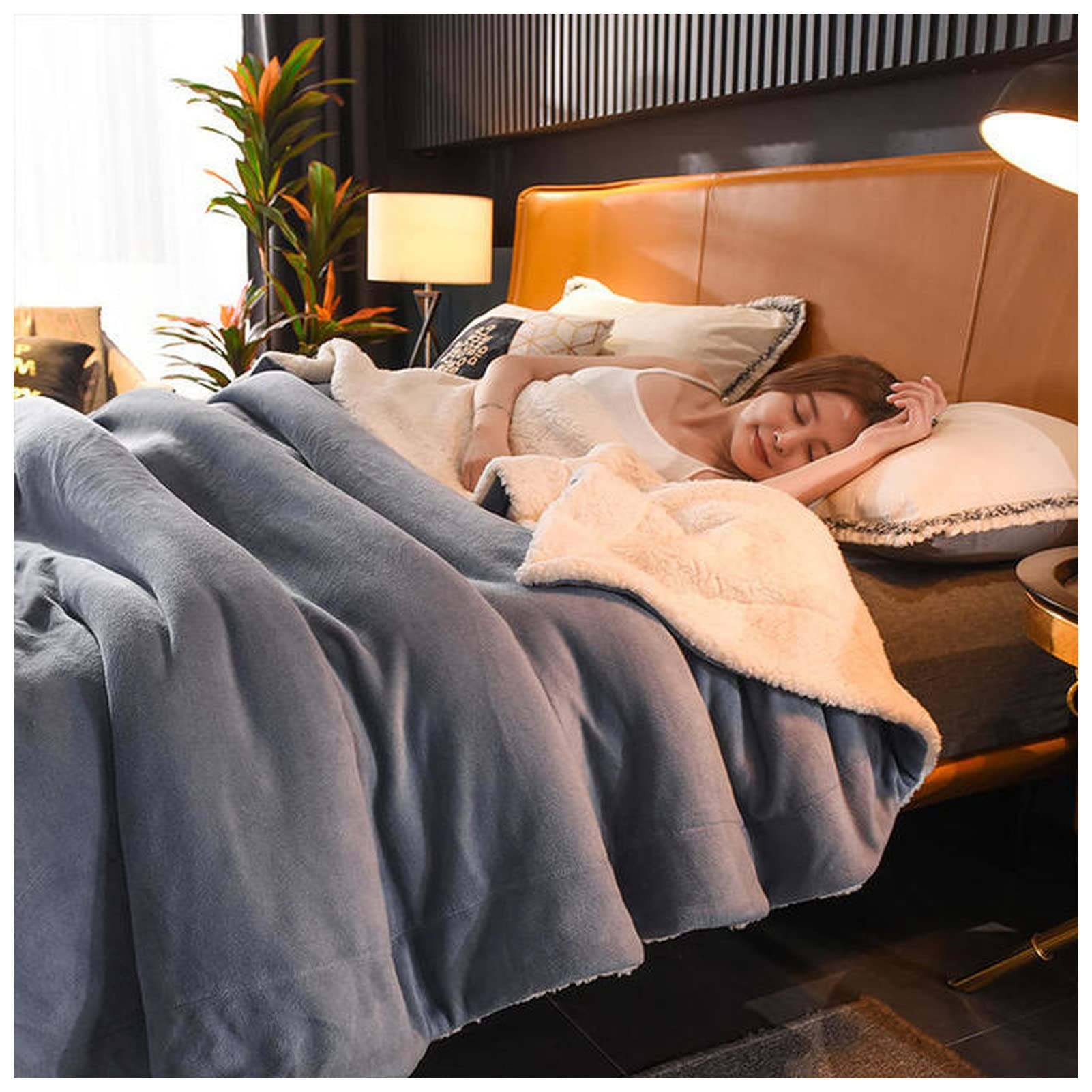 KAYLRESingle Quilt Cover Super Warm Blanket Luxury Thick Blankets For Beds Fleece Blankets and Throws Winter Adult Bed Cover Single Quilt Cover (Color : Lanhui, Size : 180x200cm)