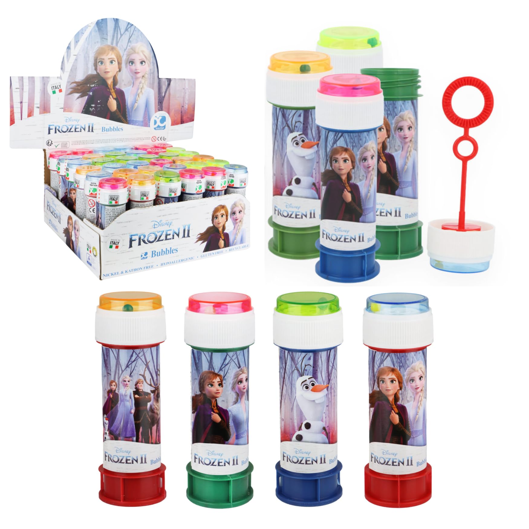 Disney Frozen II Bubble Tubes with Wands 36 x 60ml Kids Bubble Toys Party Bag Fillers Birthday Party Favours Lucky Dip Prizes School Events Age 3+