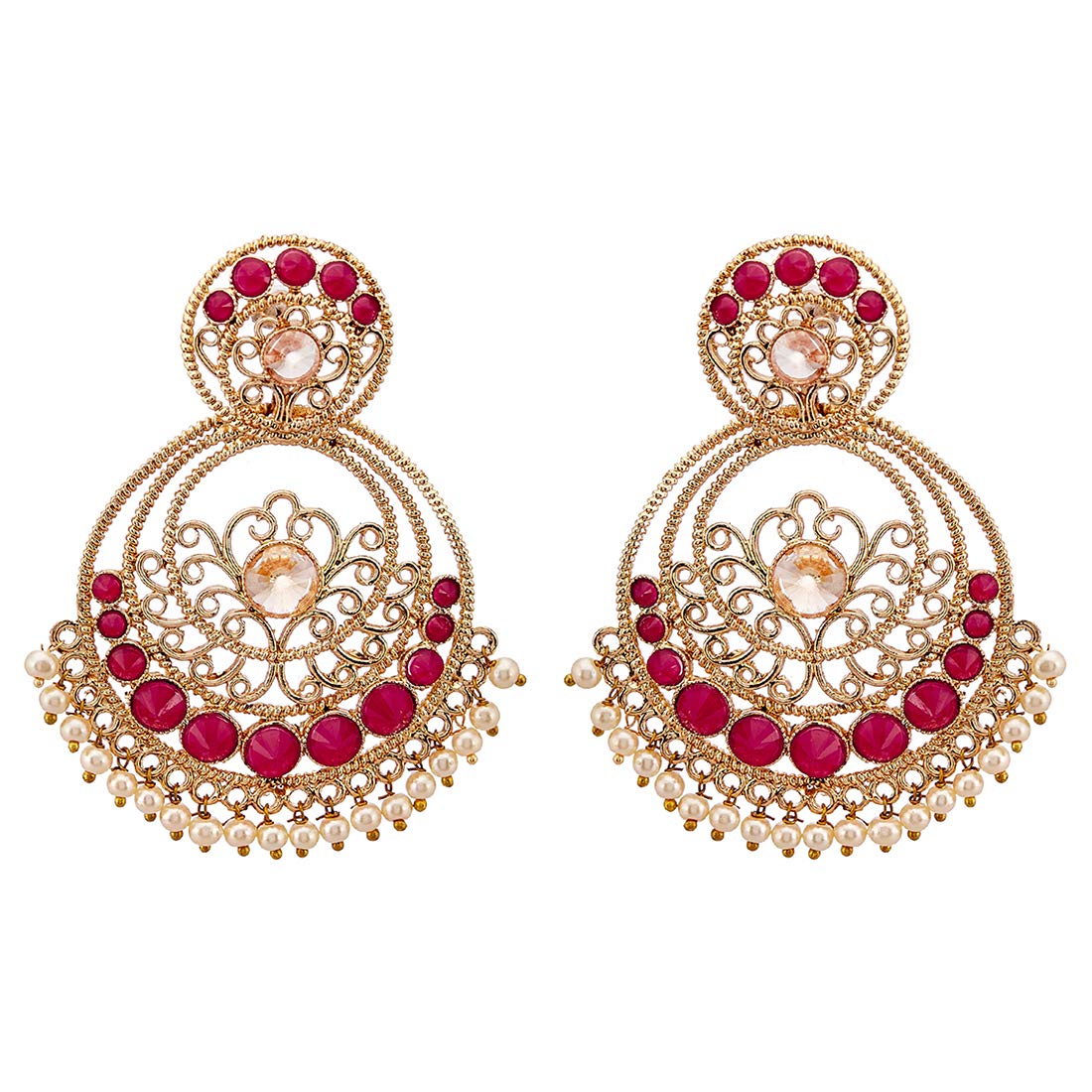 Zeneme Earring Oxidized Gold Tone Attractive Green Crystal & Pearl Chandbali Designer Dangle Jhumki Earring Jewellery For Women & Girls (B07GPW592F) Amazon Price History, Amazon Price Tracker