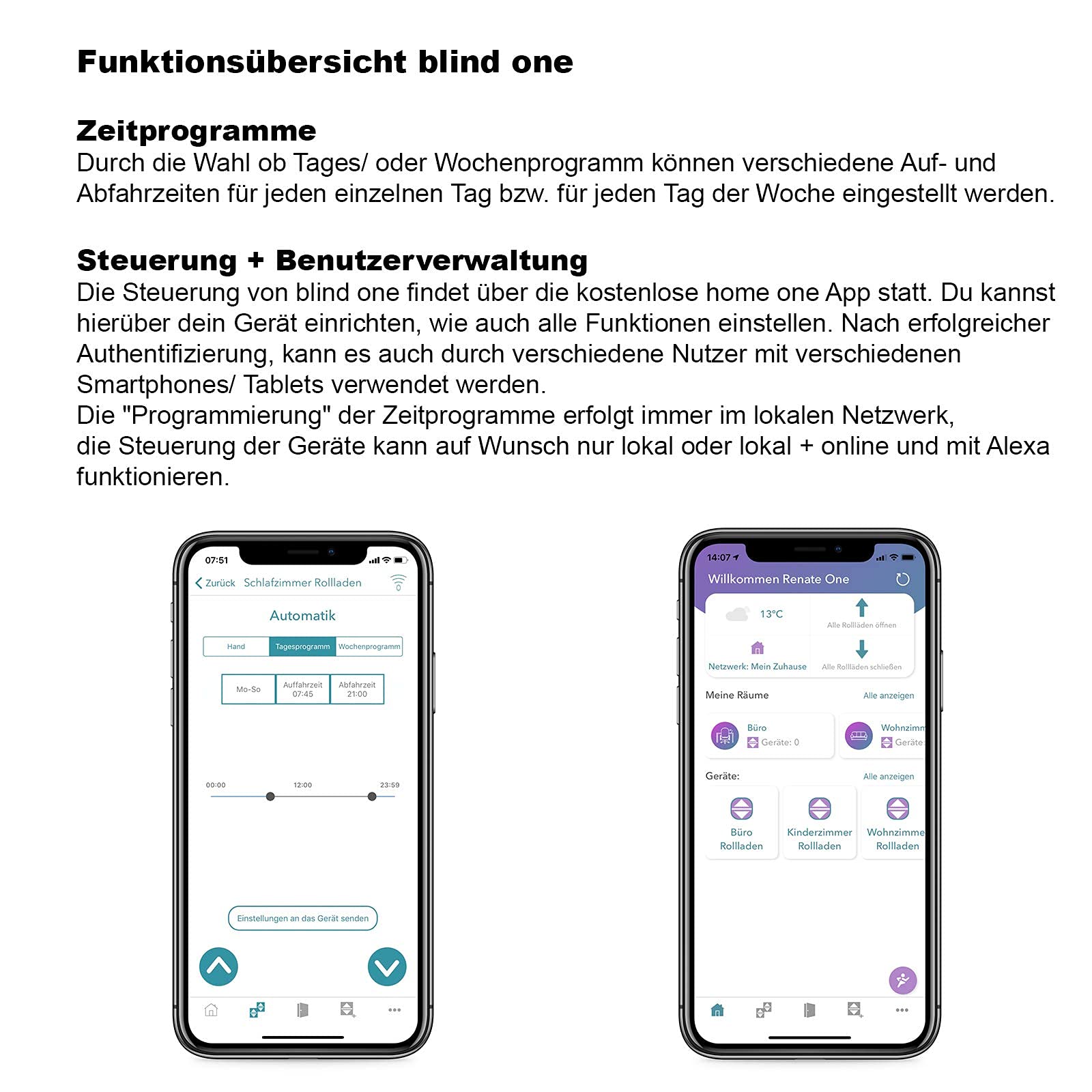 NOBILY Wlan Rolladenschalter | blind One | Smarthome Zeitschaltuhr (Alexa und Google Assistant kompatibel) Rolladenzeitschaltuhr