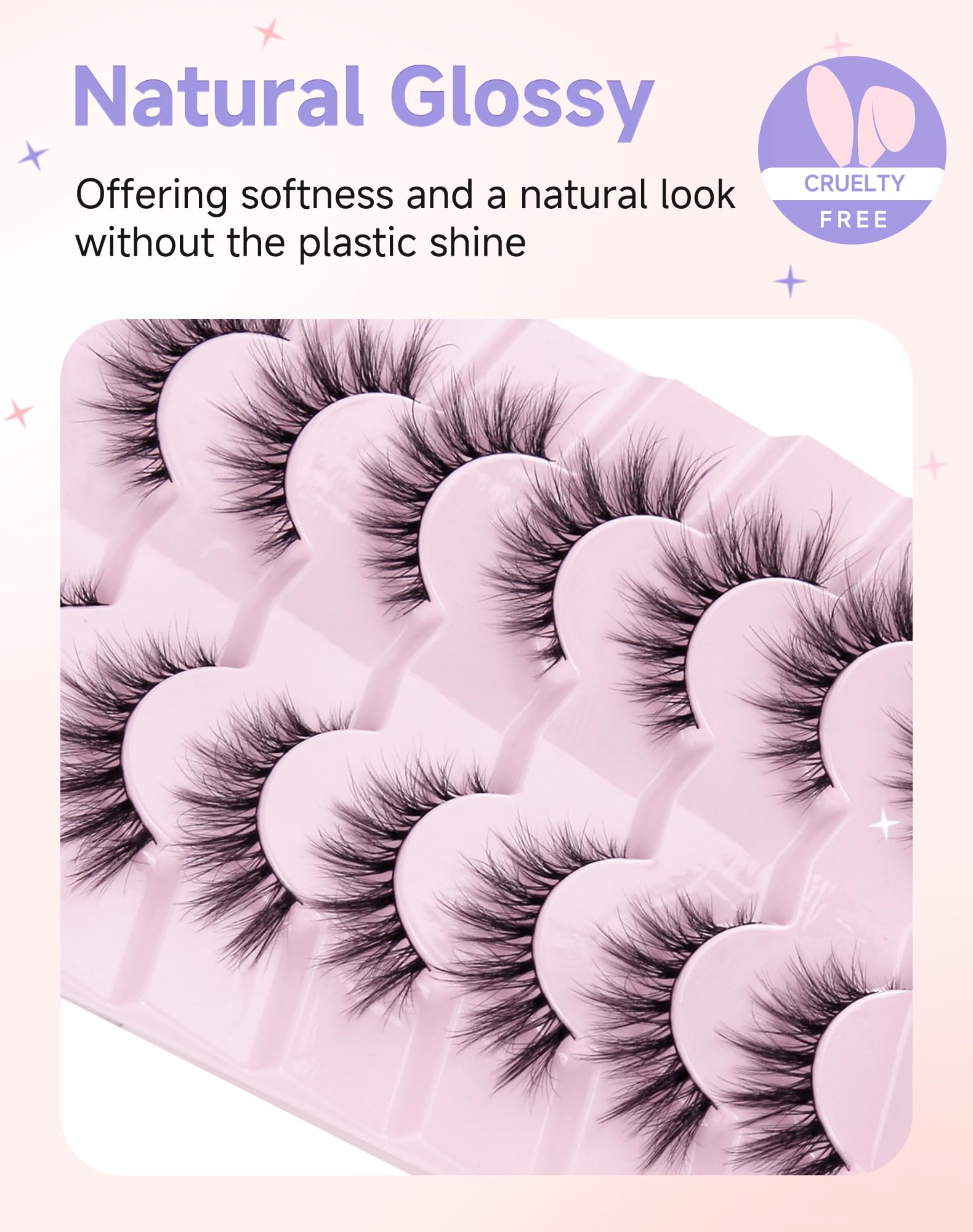 Easeful Cat Eye Lashes Falsche Wimpern, Wispy Natural Lashes Nerzwimpern, flauschige falsche Wimpern, Volumen, natürliche Wimpern, ausgestellt-05