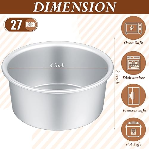 Miniatura 9 de Gerrii 35 moldes pequeños de 4 pulgadas para hornear pasteles redondos de aluminio pequeños no tóxicos para tartas saludables, a prueba de fugas