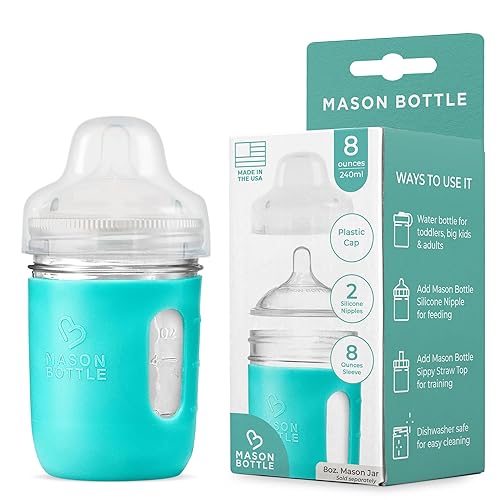 Mason Bottle Kit de bricolaje de biberones de vidrio de 8 onzas: convierte tus tarros Mason desde casa, no tóxico, libre de BPA y BPS, 100%