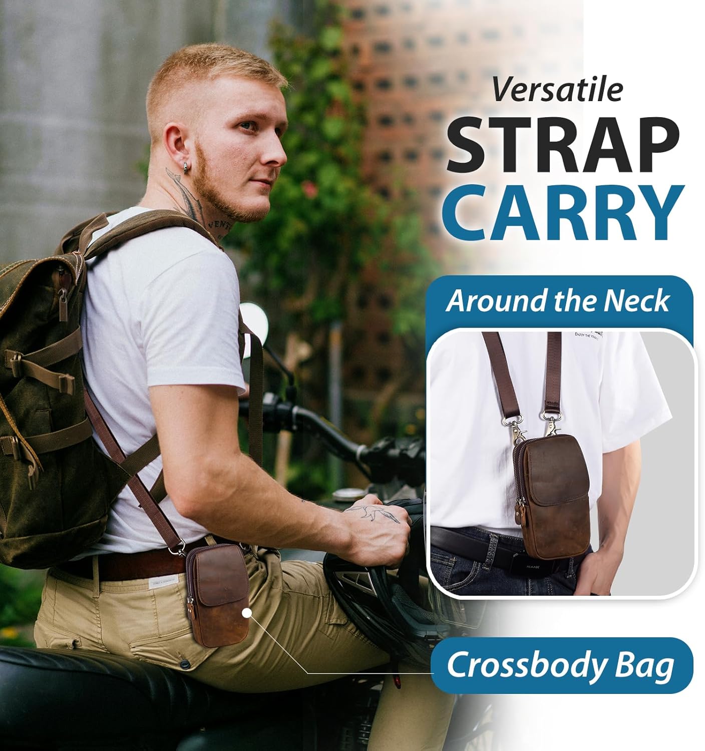 Hengwin Leather Men Cell Phone Holster Wallet Case with Belt Clip Travel Messenger Bag Waist Pouch Crossbody Purse Fits for iPhone 17 Pro Max 16 Pro Max 15 Pro Max Samsung Galaxy S25 Ultra (Coffee) - Image 6