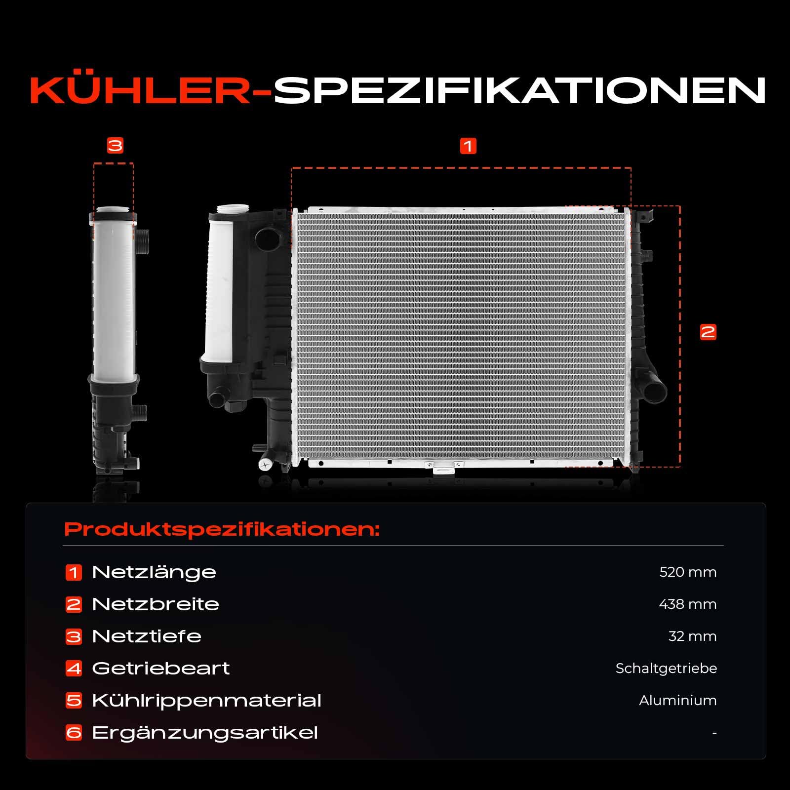 Frankberg Radiatore raffreddamento motore radiatore acqua cambio manuale | Compatibile con: Serie 5 E34, Serie 5 Touring E34