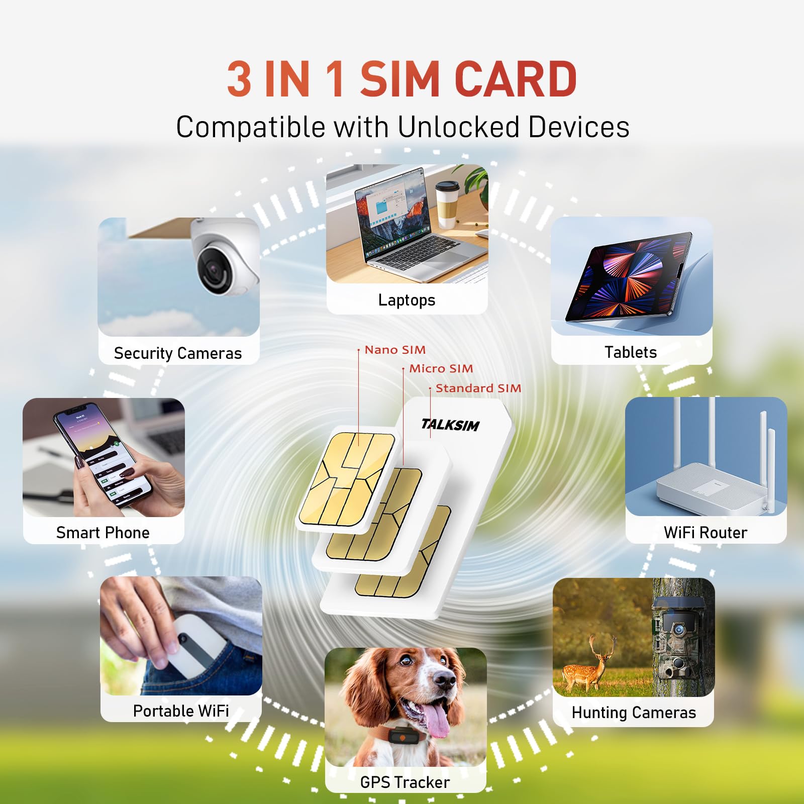 Tarjeta SIM de datos de 3 GB, 30 días, compatible con AT&T, Verizon y T-Mobile, tarjeta SIM prepagada 5G/4G LTE, compatible con rastreador GPS desbloqueado, punto de acceso WiFi móvil, reloj