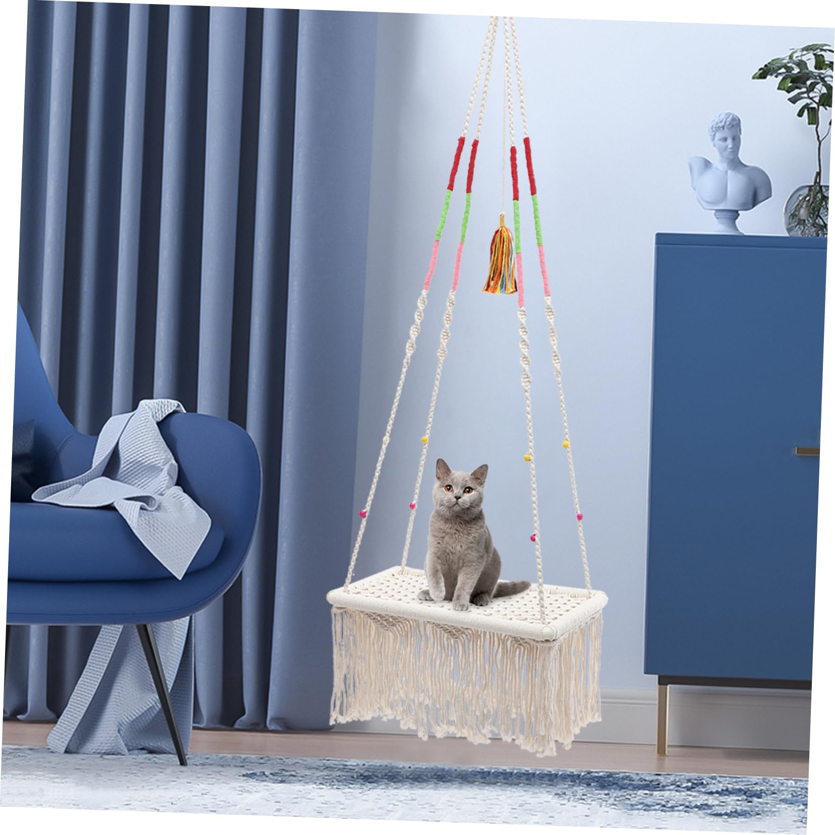 UPKOCH Cuccia Sospesa Per Gatti Amaca in Stile Bohemien Amaca in Macramè Nido Sospeso Per Gatti Piccoli