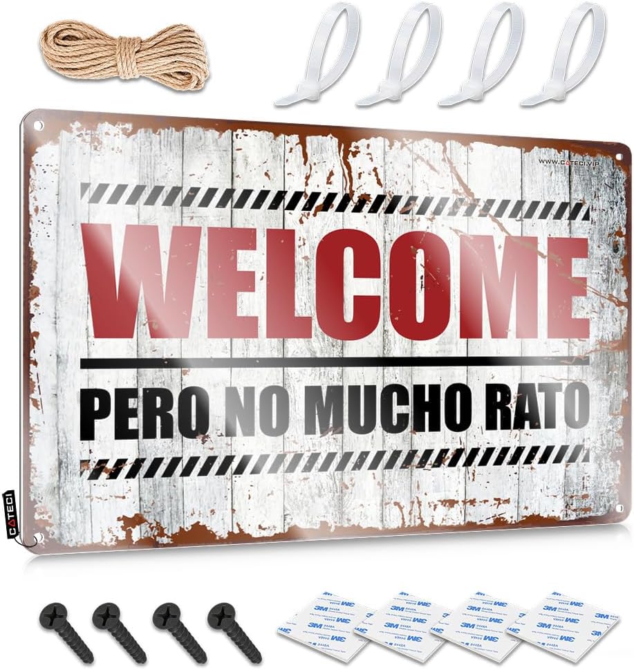 Racing Room Decor For Face Decor Sign Hanging Room Garage Decoration Rust-proof Vintage Art/House Signs For Home Decor - Welcome Pero No Mucho Rato