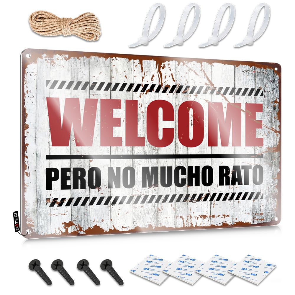 MGHTLCCME Funny Desk Signs Welcome Pero No Mucho Rato Tin Sign Man Cave Rules Man Cave Sign Funny(20X30CM)