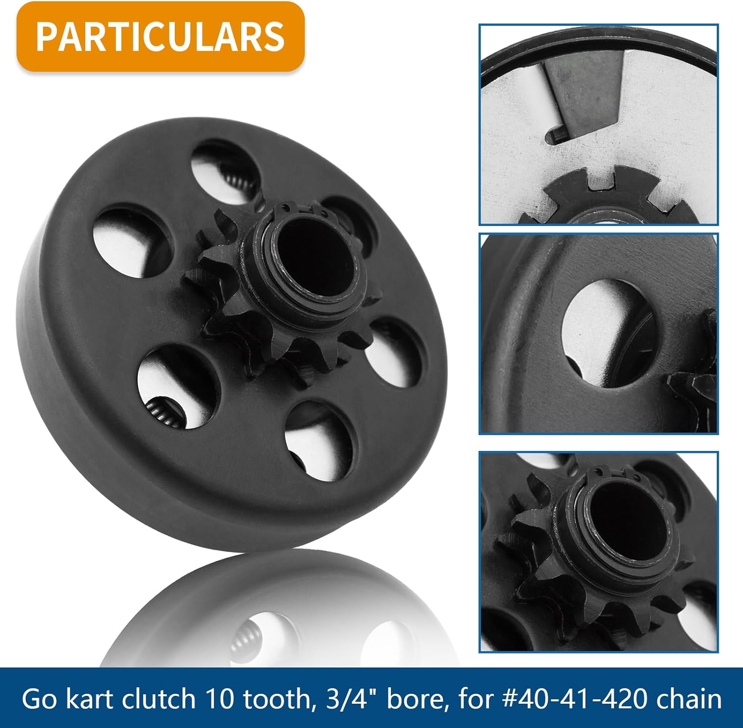 Centrifugal Clutch, Go Kart Clutch 3/4 Bore 10T with #40 41 420 Chain for Mini Bike, Go Kart, predator 212, Lawnmower and Honda GC GX 2-6.5HP Engine GC160 GC190 GX120 GX140 GX160 GX200.