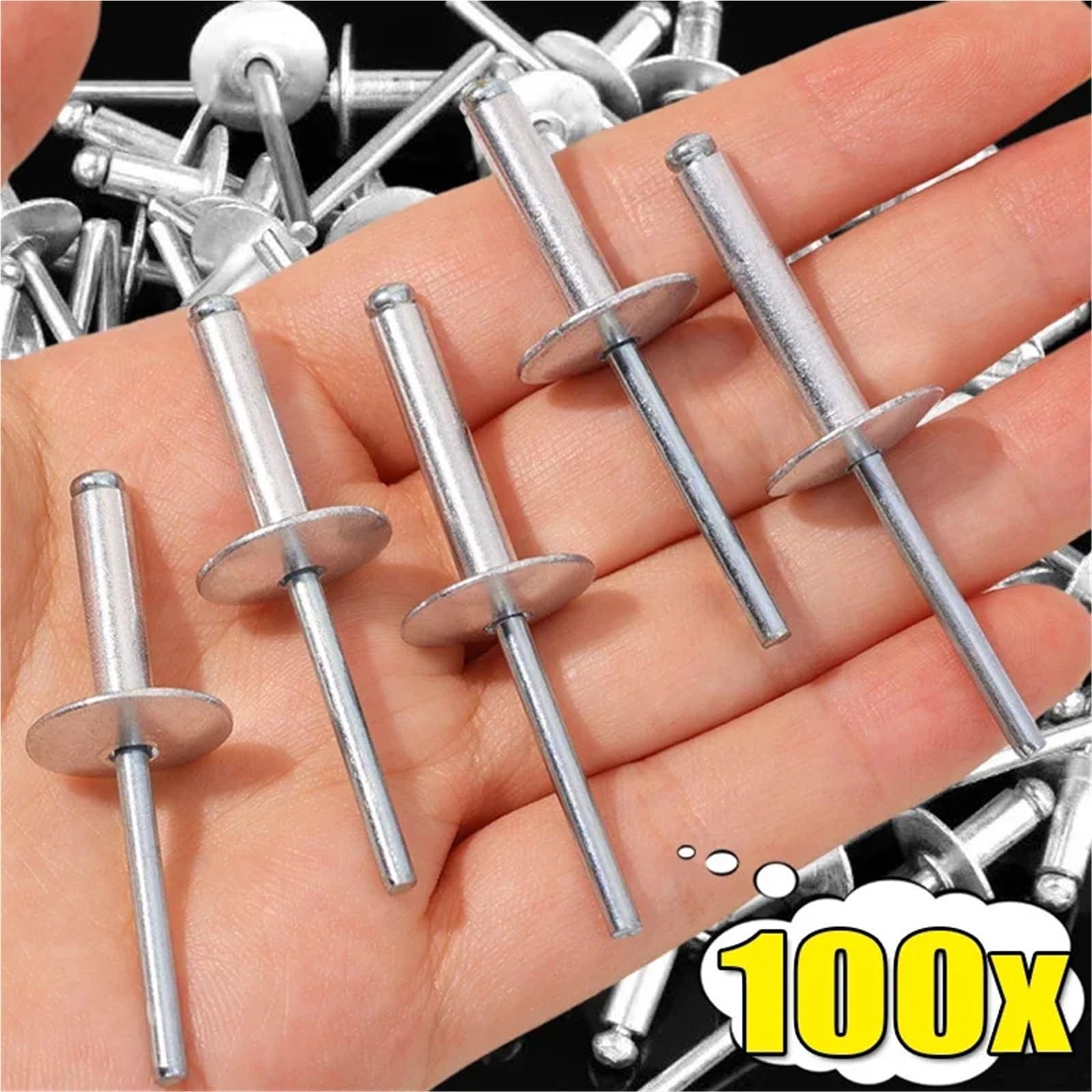 Remaches ciegos de brida grande de 100/20 piezas, Kit surtido de remaches ciegos Pop de aluminio, clavos de tornillo, conducto, remache de barco, ferretería for el hogar(100PCS,20mm)