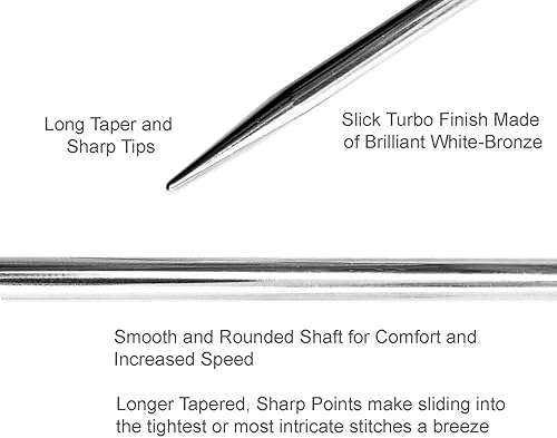 Miniatura 4 de addi Rocket Lace Turbo - Aguja de tejer circular US 06 (0.157 in) de 47 pulgadas, acabado liso y liso, puntas afiladas cónicas largas, juntas