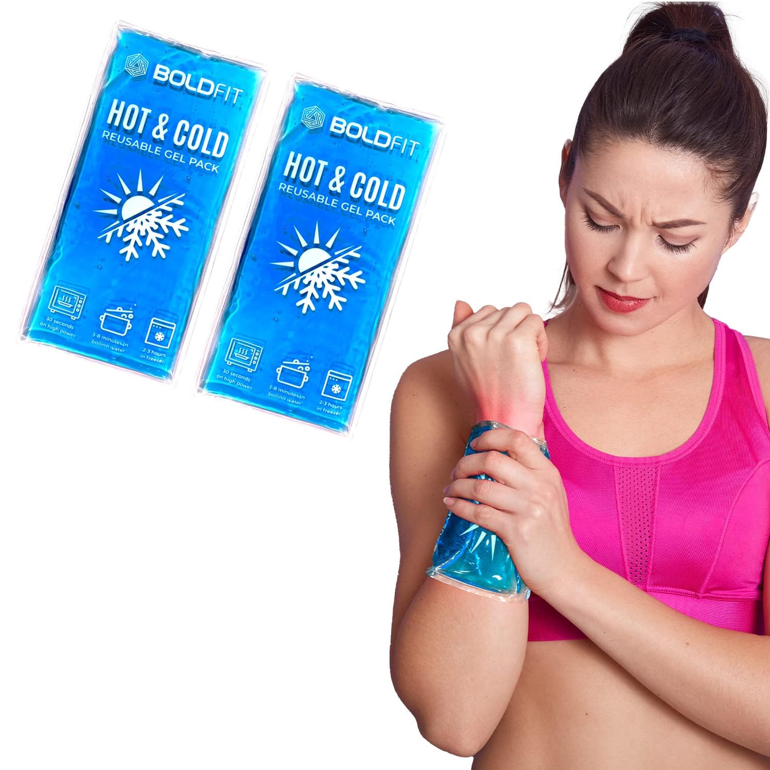 Boldfit Reusable Hot and Cold Ice Gel Pack for Pain Relief - Compression for Injuries, Shoulders, Knee, Back, Neck - Pack of 2