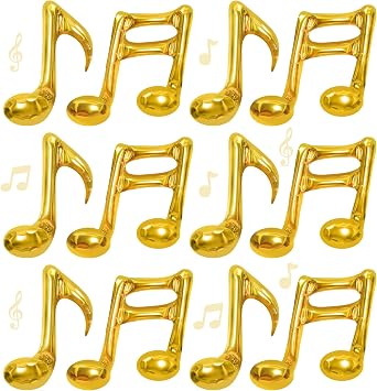 Gold Music Note Balloons 16Inch 12Pc Quaver Foil Balloon