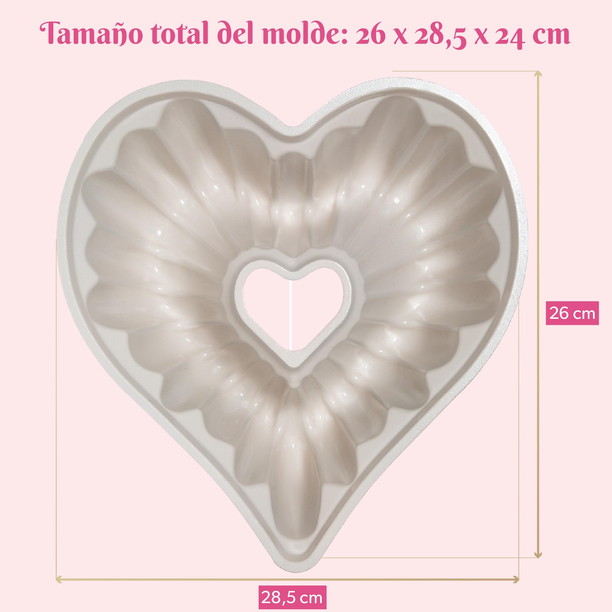Paris Hilton – Molde para tartas de aluminio fundido con revestimiento cerámico antiadherente, resultados de cocción uniformes, 26 x 285 x 10 mm, forma de corazón, apto para lavavajillas