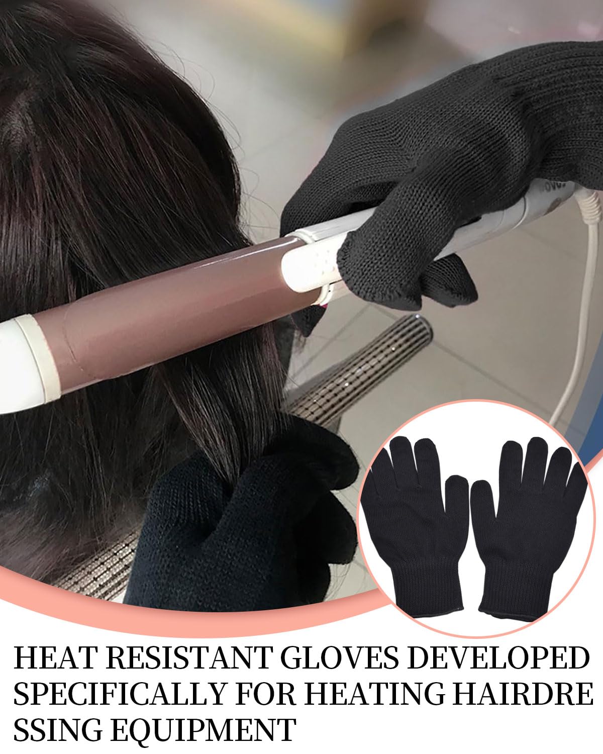 2-teiliges Set professionelle hitzebeständige Handschuhe, professionelle hitzebeständige Handschuhe für das Haarstyling, hitzebeständige Handschuhe für Lockenstäbe, Haarglätter